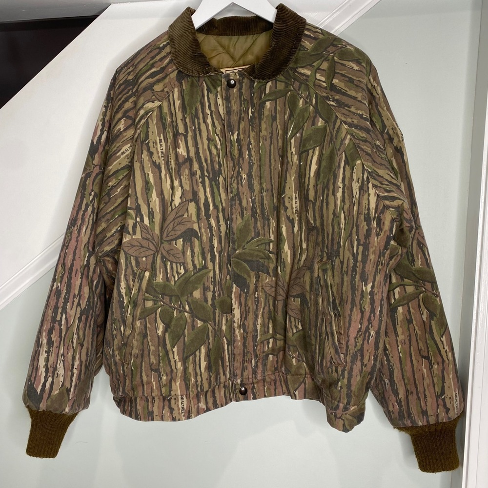 Vintage 80s Walls Realtree Size Large Blizzard Pruf Insulated Zip Up Camo Jacket